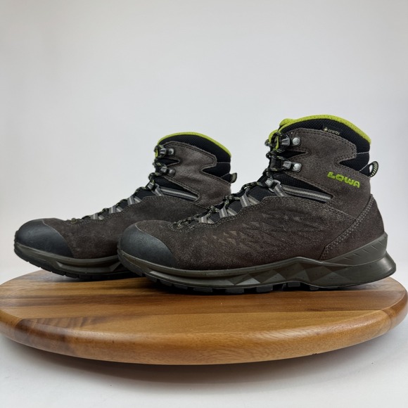 Mens Lowa Explorer II GTX Mid Waterproof Gortex Gray Green Hiking Shoes Size 8 M - Picture 1 of 9